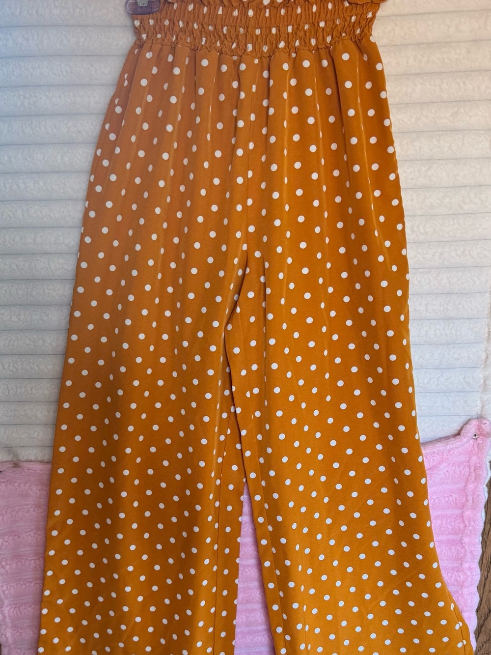 Girls' Mustard Polka Dot Wide-Leg Pants - Kids Bottoms